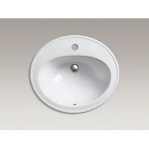 K-2196-1-96 Pennington 20-1/4 Oval Drop-In 1 Bowl Bathroom Sink Biscuit
