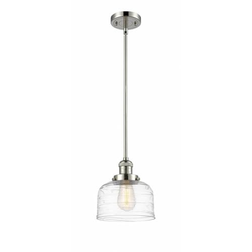 Lighting Bell - 1 Light Stem Hung Mini Pendant in Industrial Style-10 Inches Tall and 8 Inches