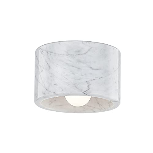 Loris 1 Light Flush Mount/Wall Sconce - Polished Nickel Finish - White Marble Shade