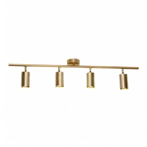 Modern Gold 4-Lights LED Track Lighting Kit Brushed Brass Flush Mount Ceiling