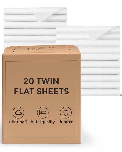 Bulk Case Pack of 20 Flat Sheets - 20 Flat Twin Sized Sheets