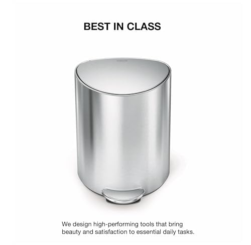 simplehuman 6L semi-Round Step can, Brushed Stainless Steel