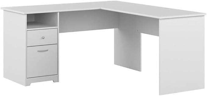 Cabot 60W L Shaped Computer Desk with Drawers in Harvest Cherry