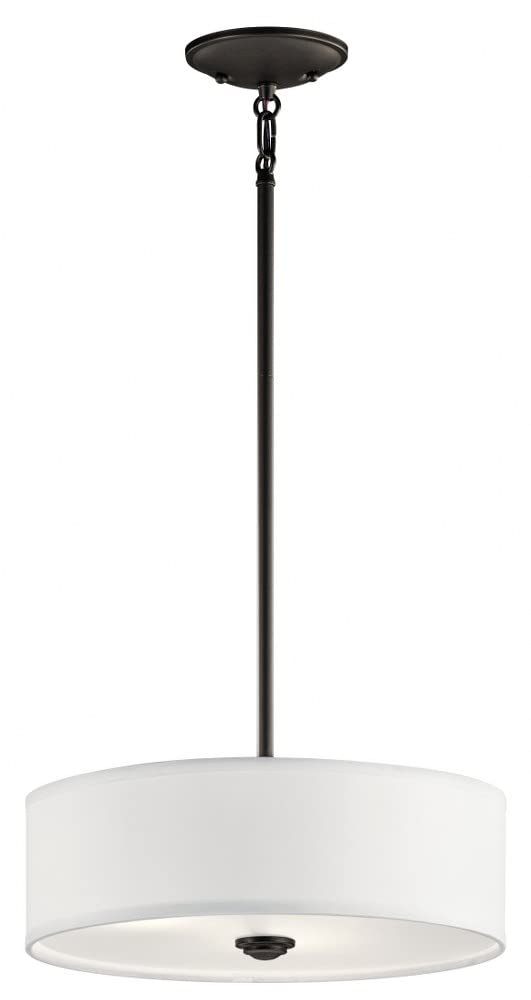 3 Light Round Semi Flush with Satin Etched White Diffuser and White Microfiber