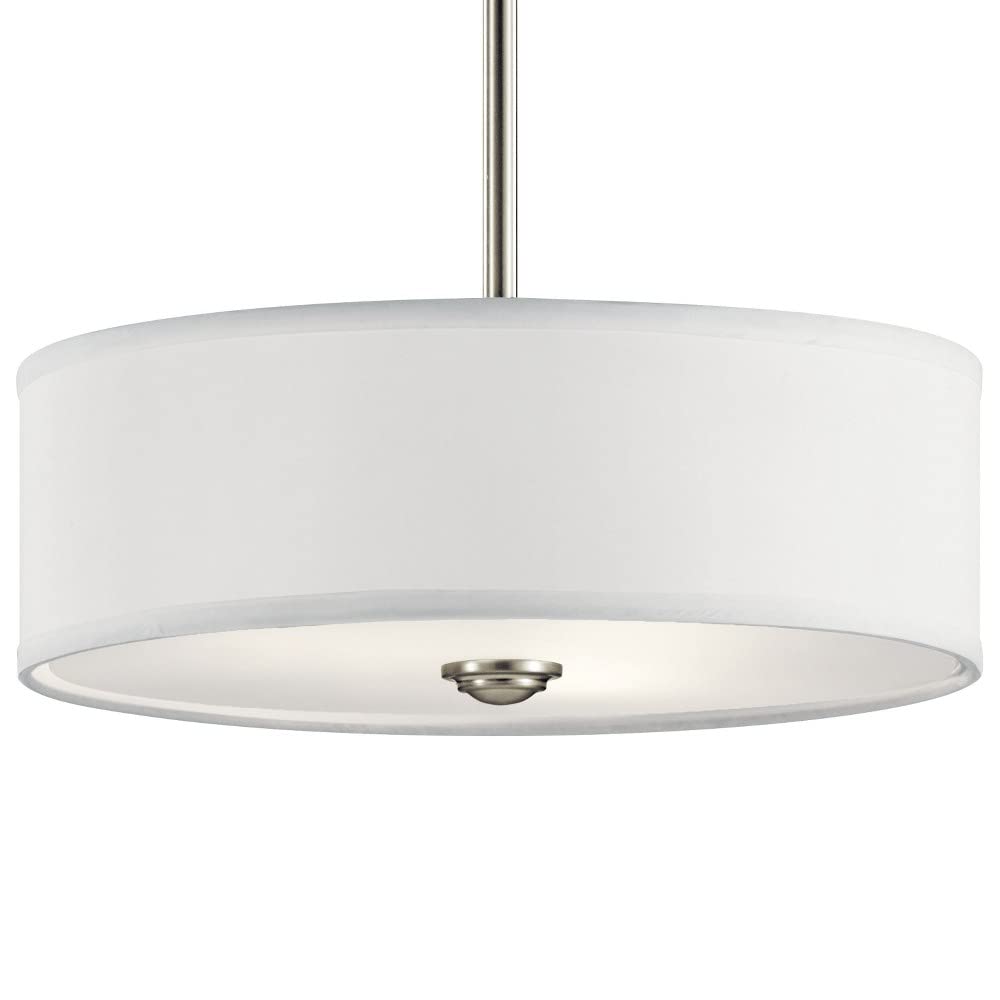 3 Light Round Semi Flush with Satin Etched White Diffuser and White Microfiber