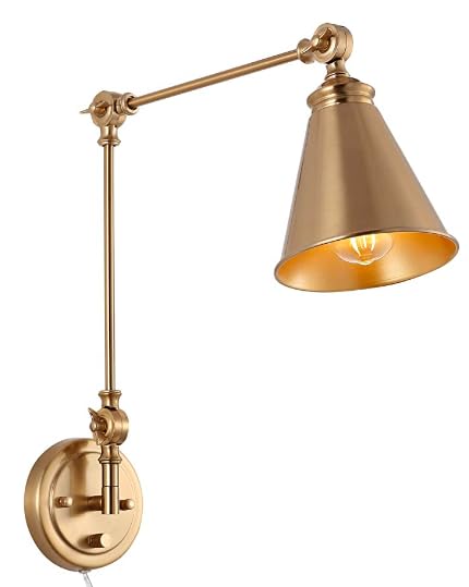 Modern Plug in Wall Sconce, Cordless Swing Arm Wall Lamp for Bedroom