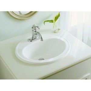 K-2196-1-96 Pennington 20-1/4 Oval Drop-In 1 Bowl Bathroom Sink Biscuit