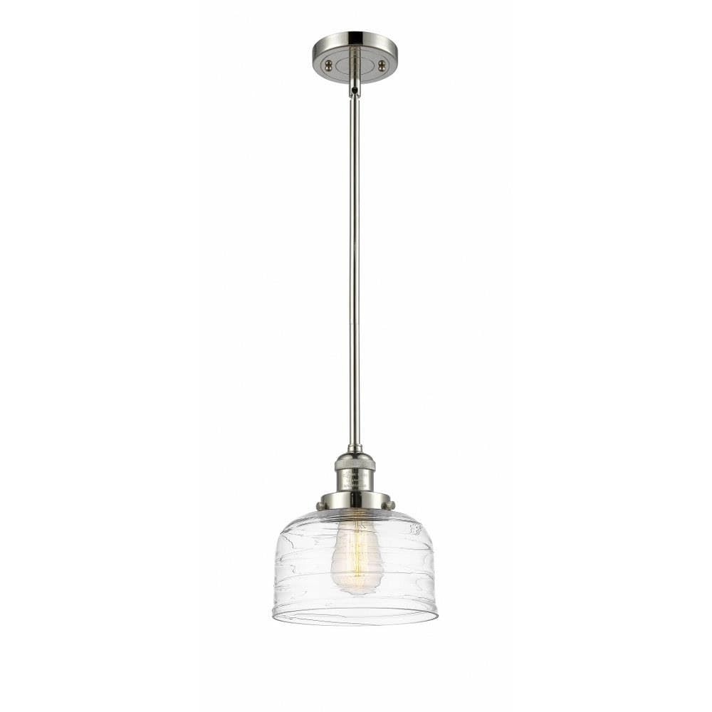 Lighting Bell - 1 Light Stem Hung Mini Pendant in Industrial Style-10 Inches Tall and 8 Inches