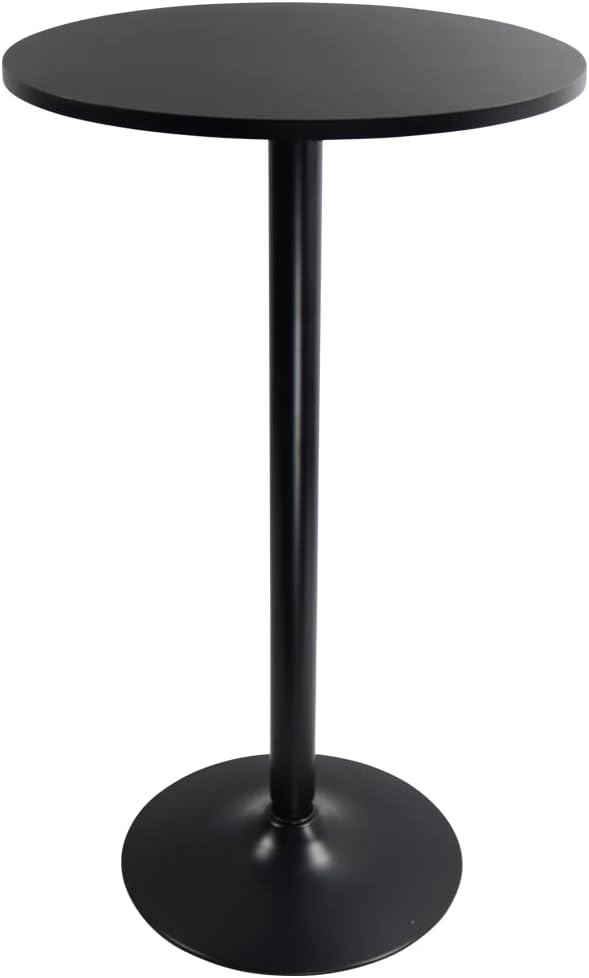 Round Bar Table 23.6-Inch Top for Cocktail Bar Pub Dining Bistro (41.5H, Black)
