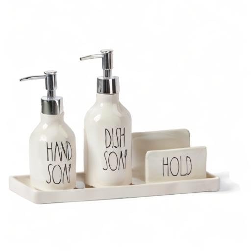 Rae Dunn Kitchen-Sink Soap Dispenser Set, Hand Soap and Dish Soap Dispenser