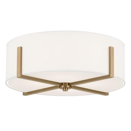 Malen 52594CPZ Flush Mount 4-Light 20˝ with White Fabric Shade in Champagne