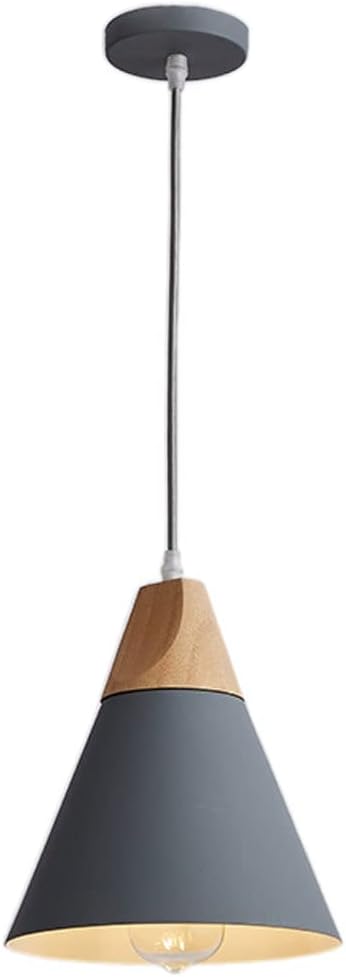 8.6" Cone White Ceiling Hanging Lamp Modern Wood Pendant Light Minimalist Hanging