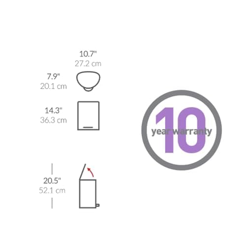 simplehuman 6L semi-Round Step can, Brushed Stainless Steel