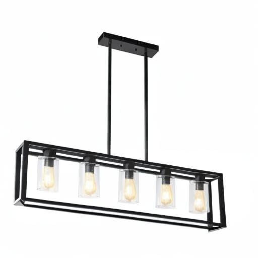 Farmhouse Dining Room Light Fixture Kitchen Island Pendant Lighting Rectangle Black Dining