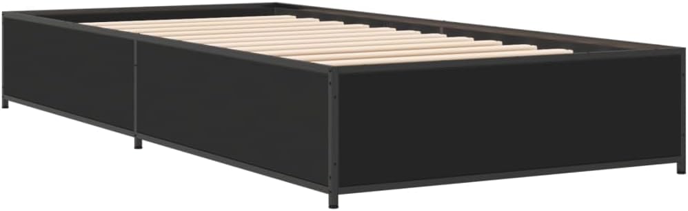 Modern Black Engineered Wooden Bed Frame for Twin Mattress 80X40 in Sturdy Design