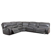 Saul Faux Leather Sectional Sofa with 2 Reclining Seats in Gray