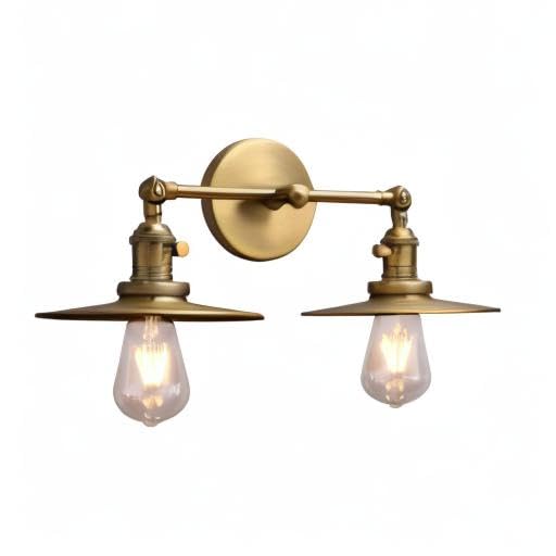 2 Lights Wall Sconce Antique Finished Bathroom Vanity Light with Switch and Dual