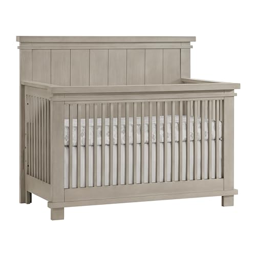 4-in-1 Convertible Crib, Flat-Top Headboard, Smooth Stone Wash