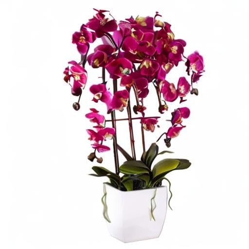 Studios Potted Silk Faux Artificial Flowers Arrangements Realistic Purple Fuchsia Orchid
