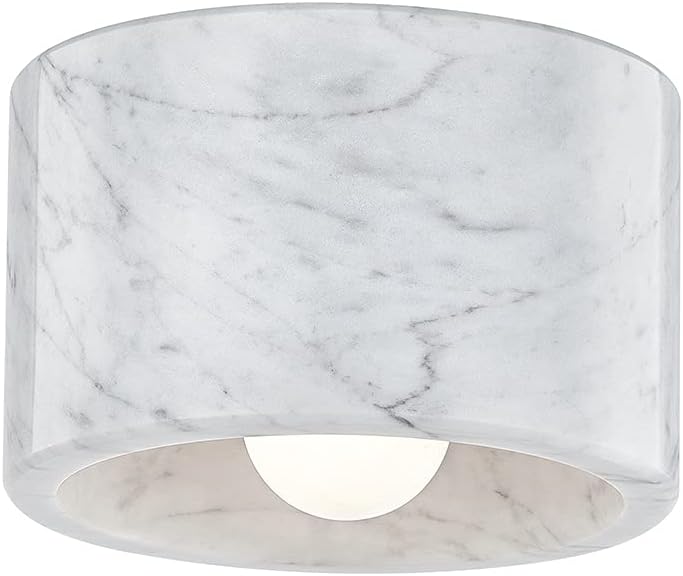 Loris 1 Light Flush Mount/Wall Sconce - Polished Nickel Finish - White Marble Shade