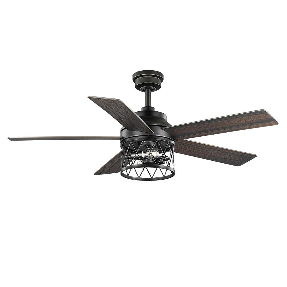 North Grove 52 in. Indoor LED Matte Black Dry Rated Ceiling Fan