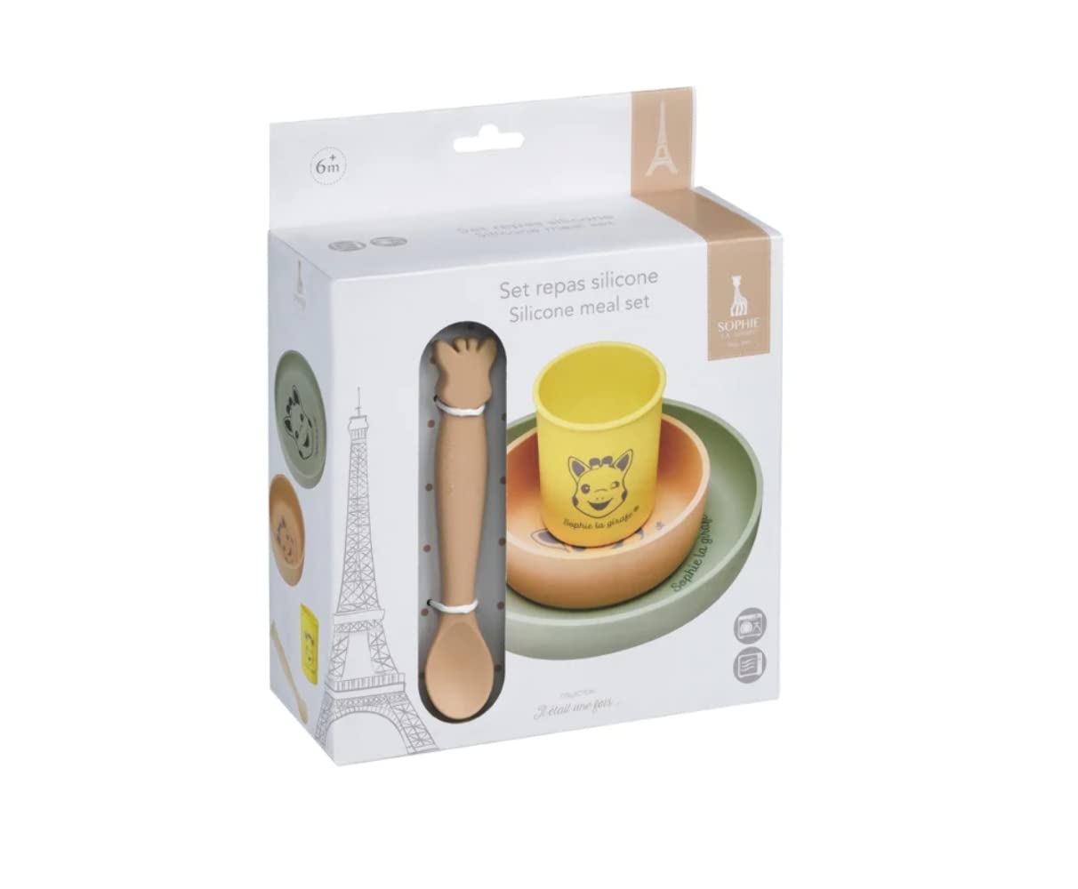 girafe Silicone Meal Set | Includes a Silicone Plate, Bowl, Cup & Spoon