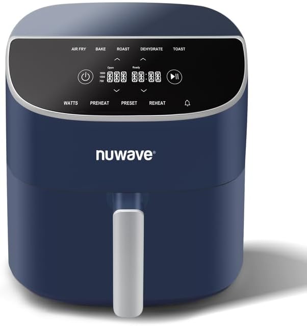 8QT Brio Air Fryer Plus Black, Digital LED Touch Screen with Cool White Display