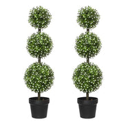 3FT Artificial Topiaries - Front Porch Plant, Outdoor Boxwood Topiary Trees Set of 2