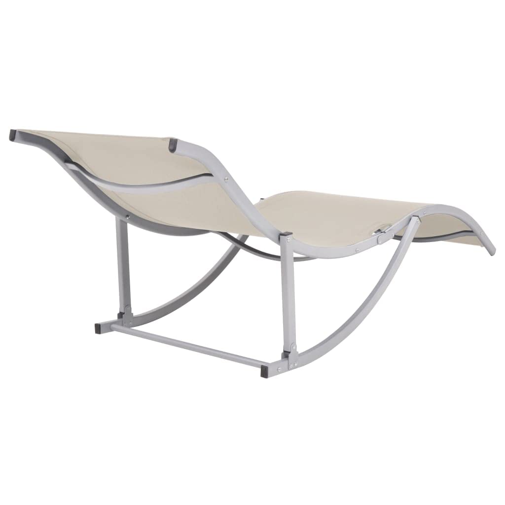 Sun Loungers 2 pcs Cream Textilene