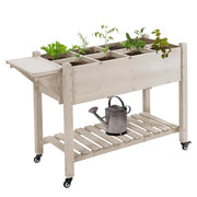 Raised Garden Bed with 8 Grow Grids, Wooden Outdoor Plant Box Stand