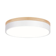 Modern Dimmable LED Close to Ceiling Light Minimalist Wood Oak Flush Mount Ceiling Light Fixture with Lampshade for Bedroom Living Room Bathroom Laundry Room (White-Dimmable, 11.8''/30cm)