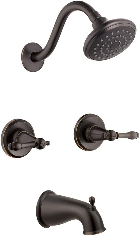 Bath and Shower Trim Kit with Valve, Dual-Handle, High-Pressure Shower Head