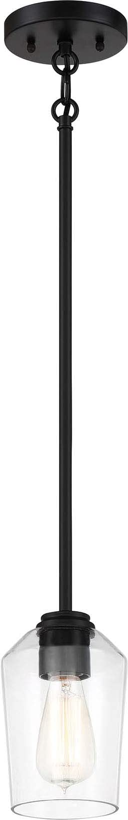 56191-FB Shayna Clear Glass Cylinder Mini Pendant Light Fixture, 1-Light 60 Watt