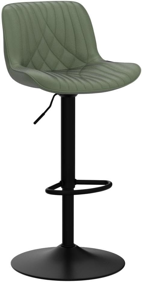 Modern Bar Stools Set of 2 Faux Leather Upholstered Barstools