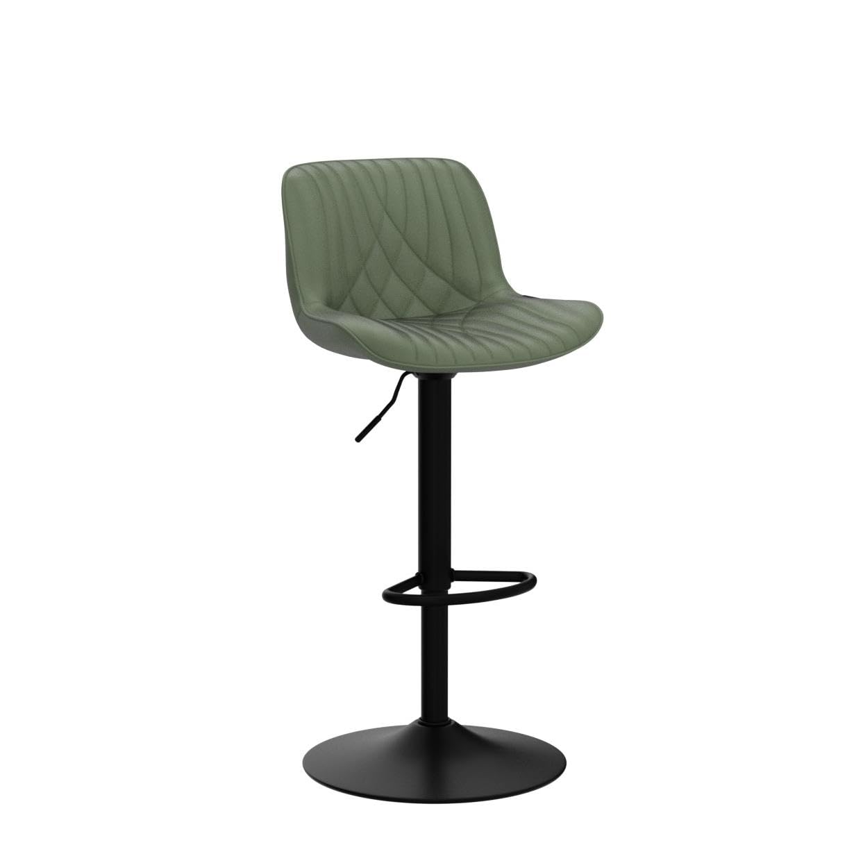 Modern Bar Stools Set of 2 Faux Leather Upholstered Barstools