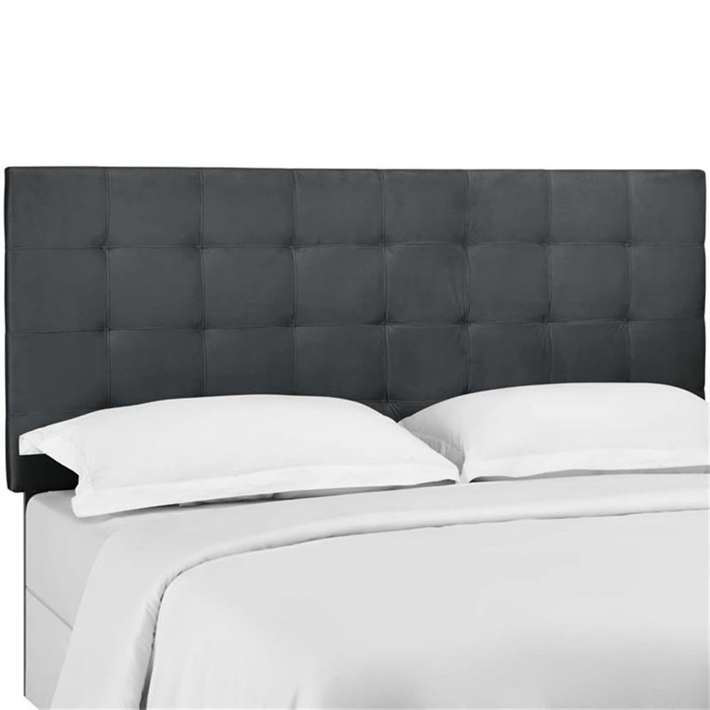 Modern Tufted Velvet Full Queen Headboard in Gray