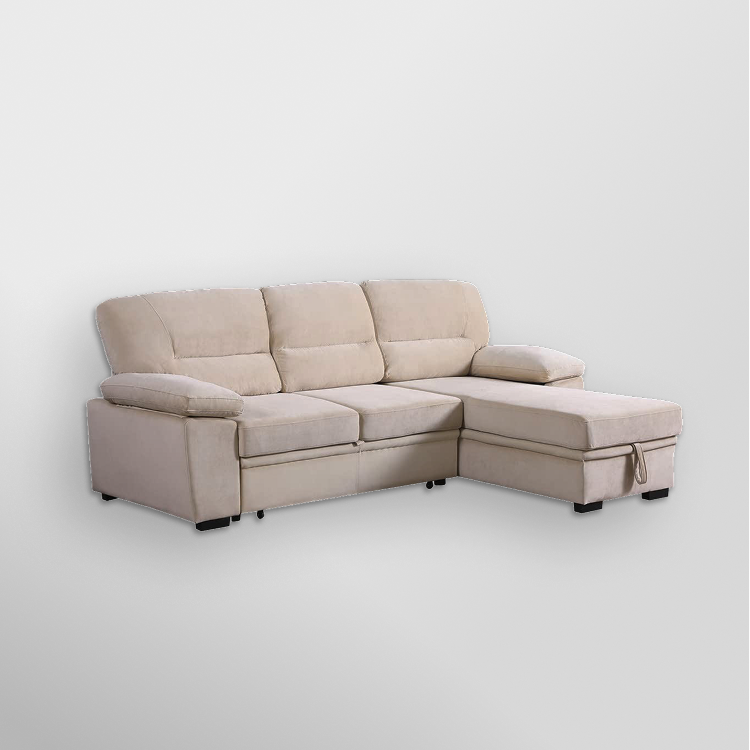 Sectional Pull Out Bed, Velvet Upholstered 3 Seats Sofa,Sofas and Couches