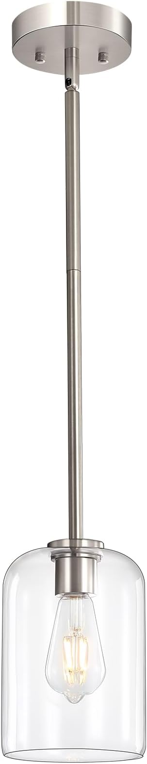 Black Pendant Light Fixtures, 6 Inch Clear Glass Shade