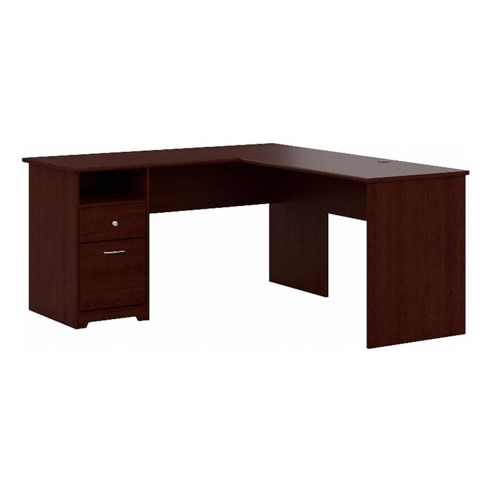 Cabot 60W L Shaped Computer Desk with Drawers in Harvest Cherry