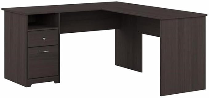 Cabot 60W L Shaped Computer Desk with Drawers in Harvest Cherry