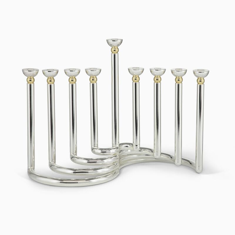Circular Silver-Plated Menorah Hanukia הצורפים