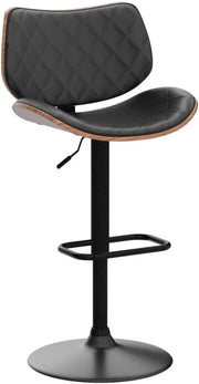 Bar Stools Set of 2 Mid Century Modern Adjustable Counter Height Black Leather