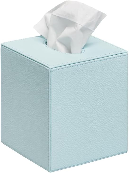 Faux Leather Tissue Box Cover | Light Green