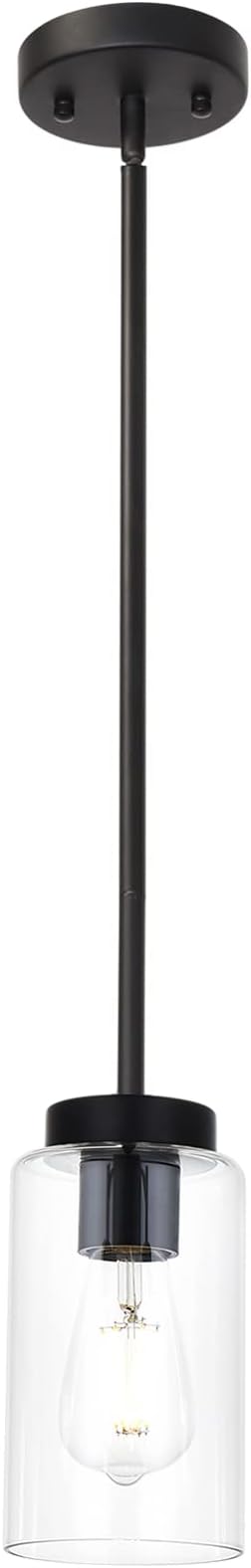 6 Light Rustic Hanging Pendant Light with Clear Glass Shade Farmhouse Linear Chandelier