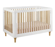 3-in-1 Convertible Crib with Toddler Bed Conversion Kit in White and Natural