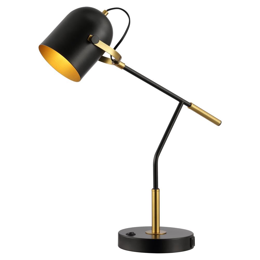 Lighting Collection Mulaney Modern Black/Brass 22-inch Task Desk Table Lamp
