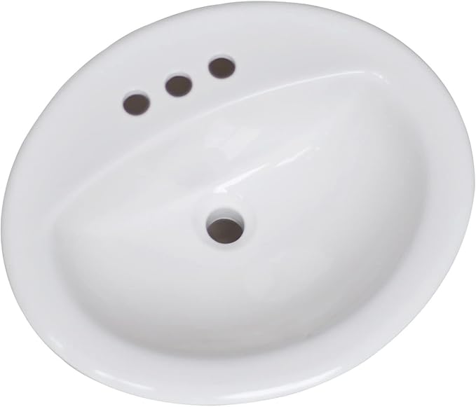 573428 Oval Drop-In Sink 20x17 Single Basin in White