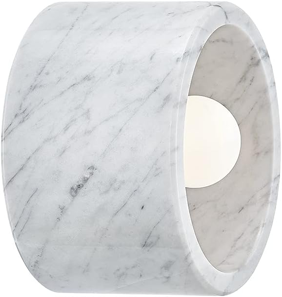 Loris 1 Light Flush Mount/Wall Sconce - Polished Nickel Finish - White Marble Shade