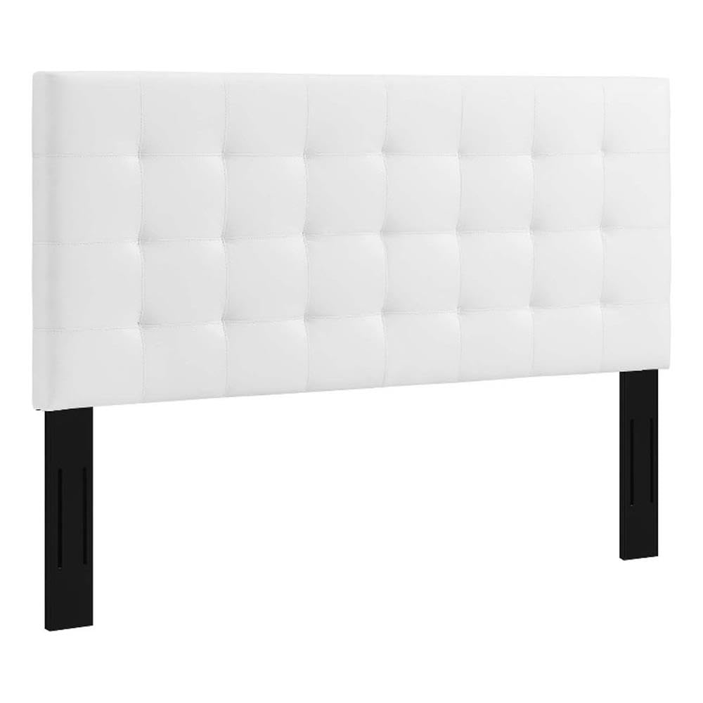 Tufted King and California King Faux Leather Headboard in White