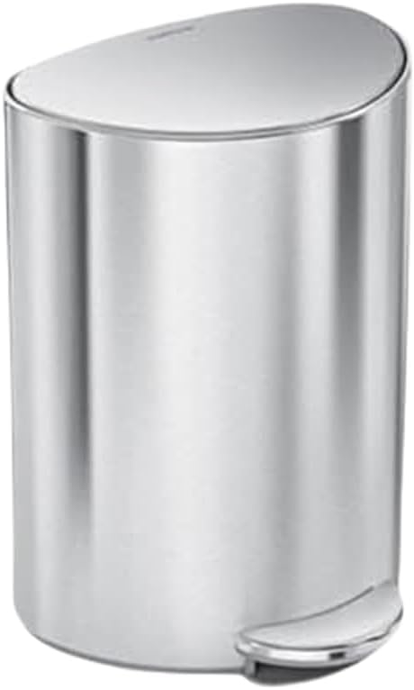 6L semi-Round Step can, Brushed Stainless Steel